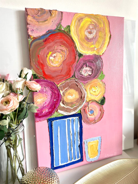 #25 - Original Painting - "Pink Flowers"